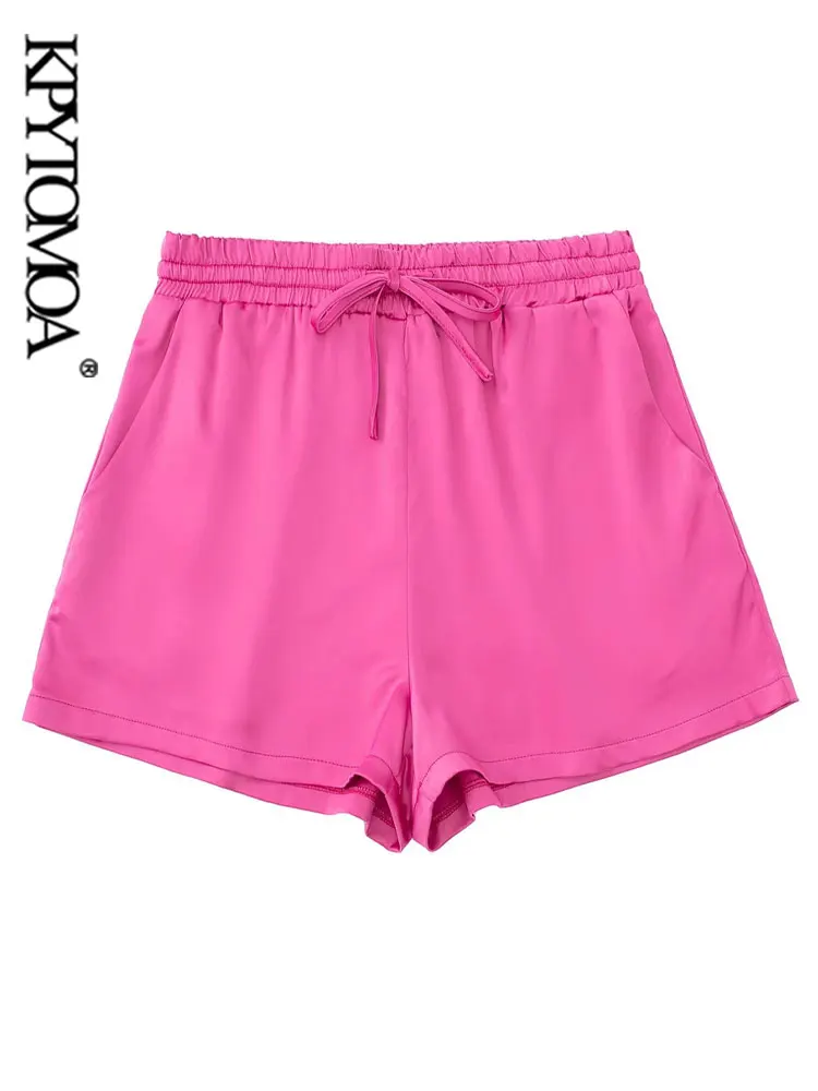 KPYTOMOA Women Fashion Side Pockets Satin Shorts Vintage High Elastic Waist With Adjustable Drawstrings Female Short Pants Mujer
KPYTOMOA Women Fashion Side Pockets Satin Shorts Vintage High Elastic Waist With Adjustable Drawstrings Female Short Pants Mujer