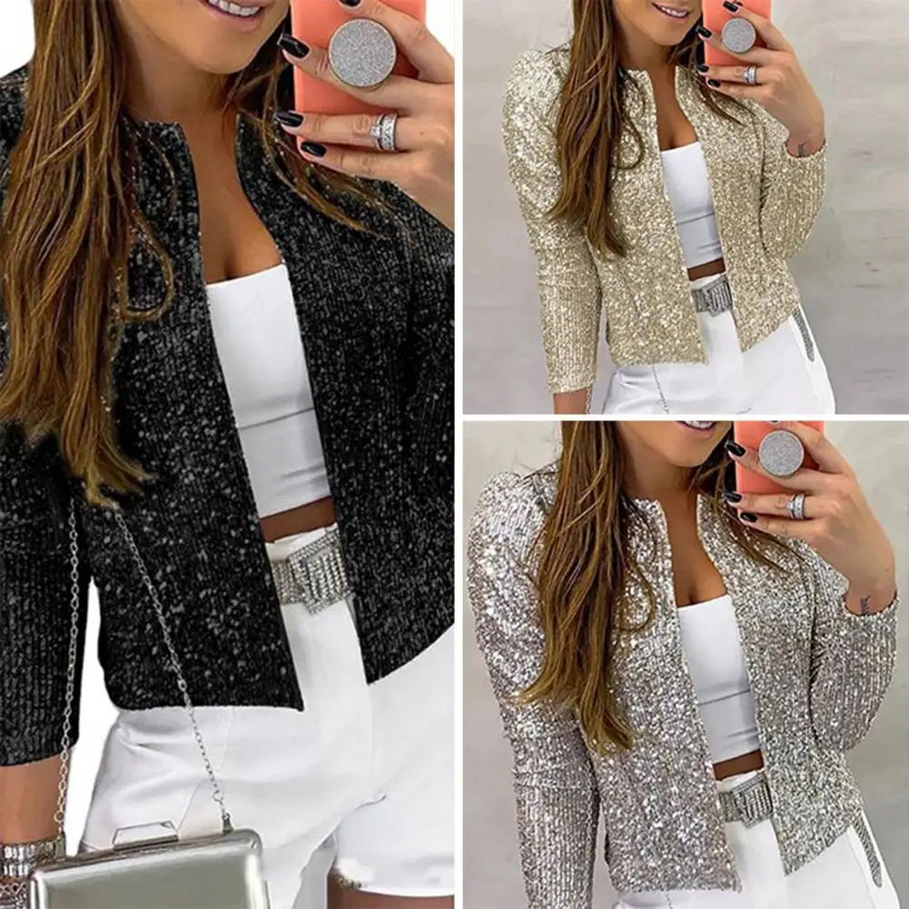 Party Blazer Sequin Decoration Crew Neck Long Sleeves Slim Fit Cardigan Dress Up Streetwear Women Sequin Jacket Female Clothing
Party Blazer Sequin Decoration Crew Neck Long Sleeves Slim Fit Cardigan Dress Up Streetwear Women Sequin Jacket Female Clothing
