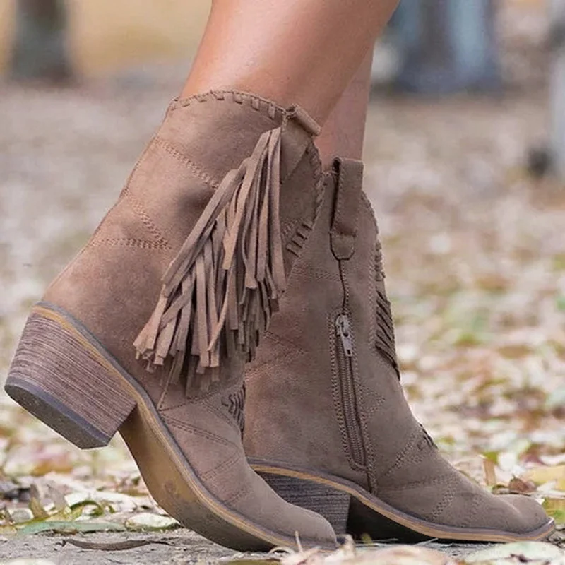 Classic Tassel Western Cowboy Boots for Women Leather Cowgirl Boots Low Heels Shoes Knee High Winter Boots Zapatos De Mujer 
Classic Tassel Western Cowboy Boots for Women Leather Cowgirl Boots Low Heels Shoes Knee High Winter Boots Zapatos De Mujer