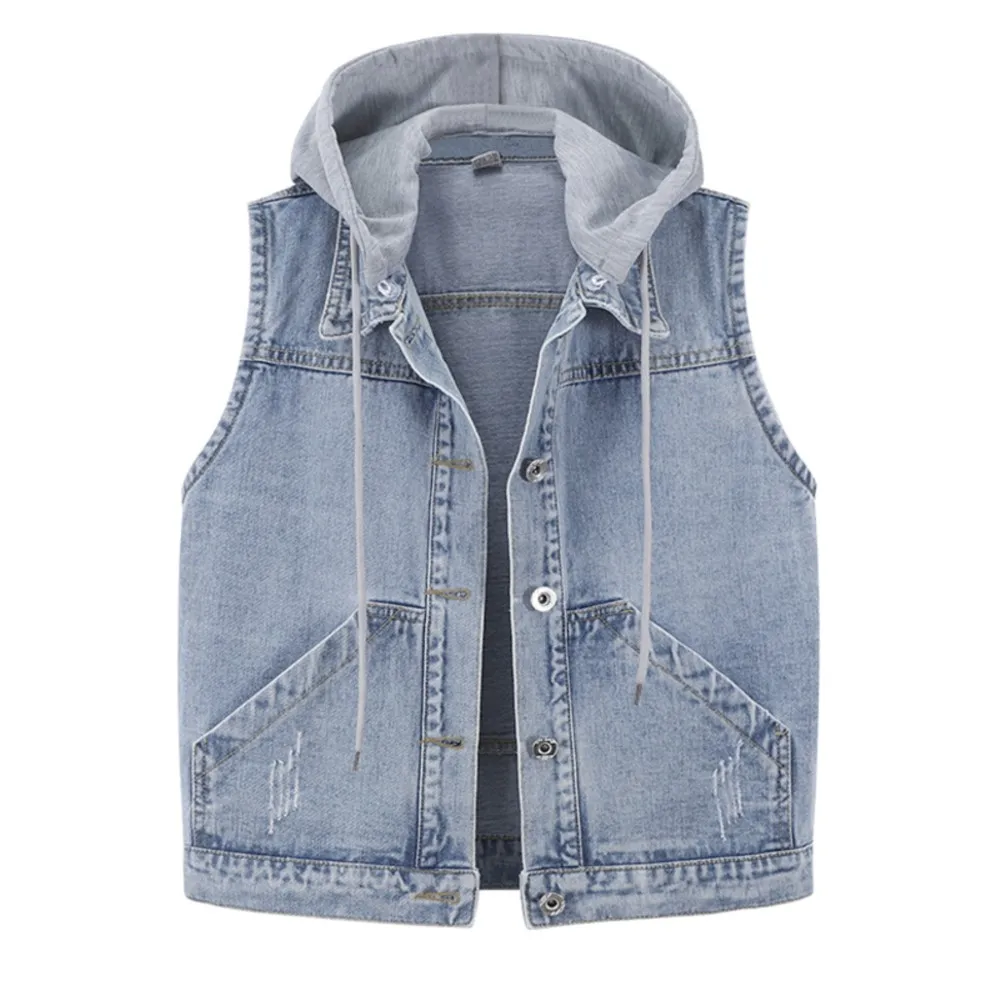4XL 5XL Women Denim Vest Hood 2023 Summer Slim Jeans Gilet Femme Streetwear Sleeveless Short Jackets Jean Waistcoat
4XL 5XL Women Denim Vest Hood 2023 Summer Slim Jeans Gilet Femme Streetwear Sleeveless Short Jackets Jean Waistcoat