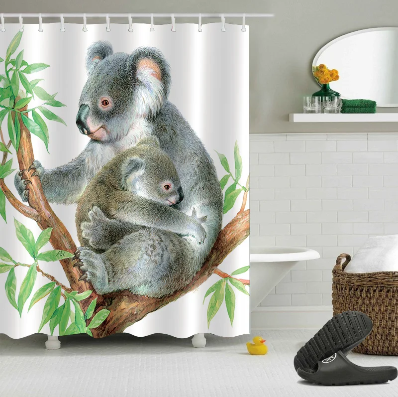 

Водонепроницаемая занавеска для душа, шторка из полиэстера для ванной комнаты, 12 крючков, Австралия, знаменитый коала, медведь