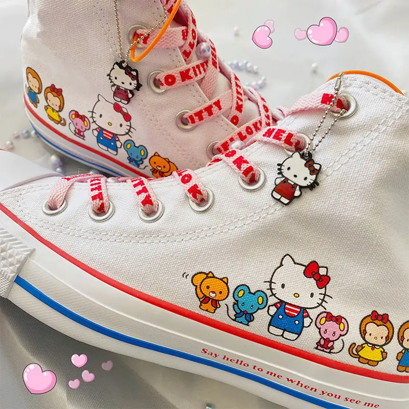 Шнурки для девочек Hello Kitty, хлопковые розовые шнурки с принтом для Air Force One, модные трендовые декоративные шнурки с принтом для женщин
Шнурки для девочек Hello Kitty, хлопковые розовые шнурки с принтом для Air Force One, модные трендовые декоративные шнурки с принтом для женщин