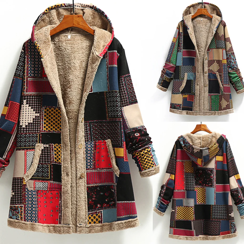 Vintage Printing Hooded Long Jackets for Women with Pocket Ladies Outwear Loose Coat Thick Fleece Warm Coat Women Jacket
Vintage Printing Hooded Long Jackets for Women with Pocket Ladies Outwear Loose Coat Thick Fleece Warm Coat Women Jacket