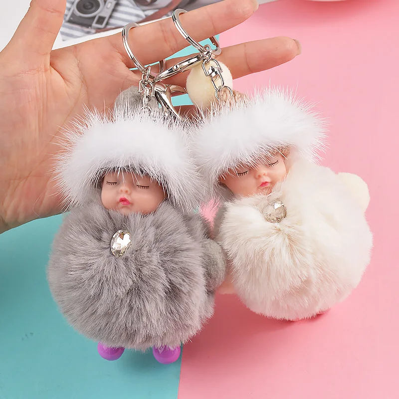 New Sleeping Baby Keychain Cute Fluffy Plush doll Keychains Women Girl Bag Keyrings Car Key Ring Jewelry Gift porte clef
New Sleeping Baby Keychain Cute Fluffy Plush doll Keychains Women Girl Bag Keyrings Car Key Ring Jewelry Gift porte clef