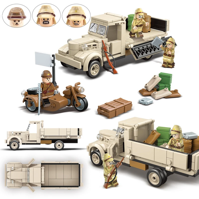 WW2 Military Series Building Blocks Toy Nissan Truck GAZ-55 Ambulance Model Simulation Assembled Bricks Puzzle Toys for Kids Boy
WW2 Military Series Building Blocks Toy Nissan Truck GAZ-55 Ambulance Model Simulation Assembled Bricks Puzzle Toys for Kids Boy