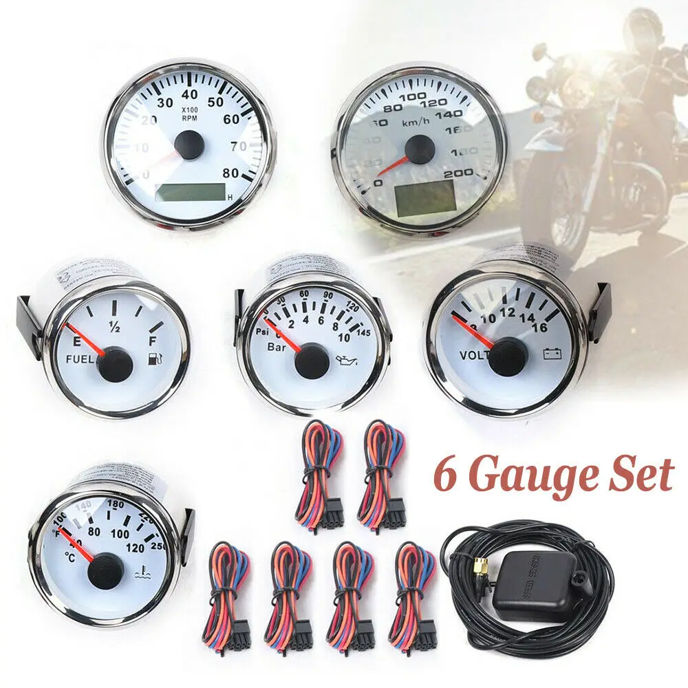 52mm Speedometer Tacho Fuel Level Water Temp Volt Oil Pressure Gauges for Car Boat 6 White Gauge Set
52mm Speedometer Tacho Fuel Level Water Temp Volt Oil Pressure Gauges for Car Boat 6 White Gauge Set