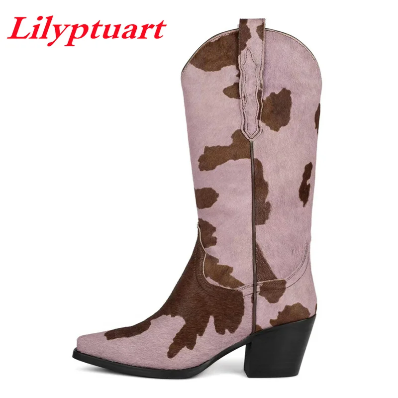 Lilyptuart Ankle Boots Winter 2022 Vintage Horsehair Mid Calf Cowboy Boots Luxury Elegant Chunky Heel Women's Shoes Big Size 43 
Lilyptuart Ankle Boots Winter 2022 Vintage Horsehair Mid Calf Cowboy Boots Luxury Elegant Chunky Heel Women's Shoes Big Size 43