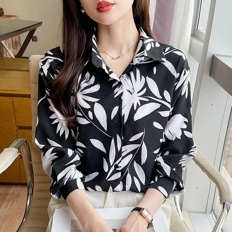 New Women's Blouse Chiffon Spring/Autumn Casual Fashion Simplicity Tops Flower Print Long Sleeved Lapel Shirt
New Women's Blouse Chiffon Spring/Autumn Casual Fashion Simplicity Tops Flower Print Long Sleeved Lapel Shirt