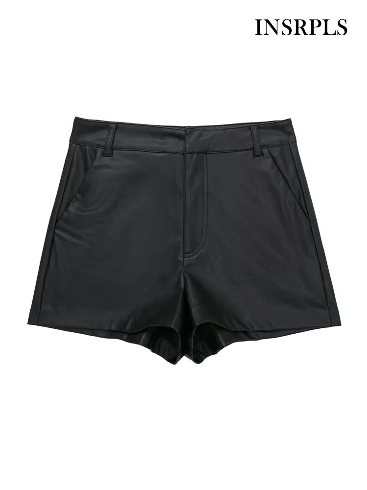 INSRPLS Women Fashion Side Pockets Faux Leather Shorts Vintage High Waist Zipper Fly Female Short Pants Mujer
INSRPLS Women Fashion Side Pockets Faux Leather Shorts Vintage High Waist Zipper Fly Female Short Pants Mujer