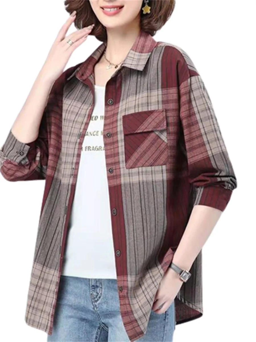 5XL Large Size Women Spring Summer Blouses Shirts Lady Fashion Casual Long Sleeves Turn-down Plaid Stripes Blusas Tops WY0369 
5XL Large Size Women Spring Summer Blouses Shirts Lady Fashion Casual Long Sleeves Turn-down Plaid Stripes Blusas Tops WY0369