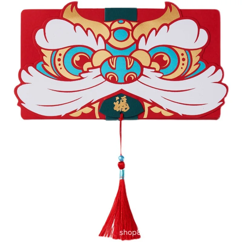 

Креативные красные конверты с красным карманом для китайского Нового года и горячей штамповкой, красные конверты для весны, фестиваля, свадьбы, дня рождения