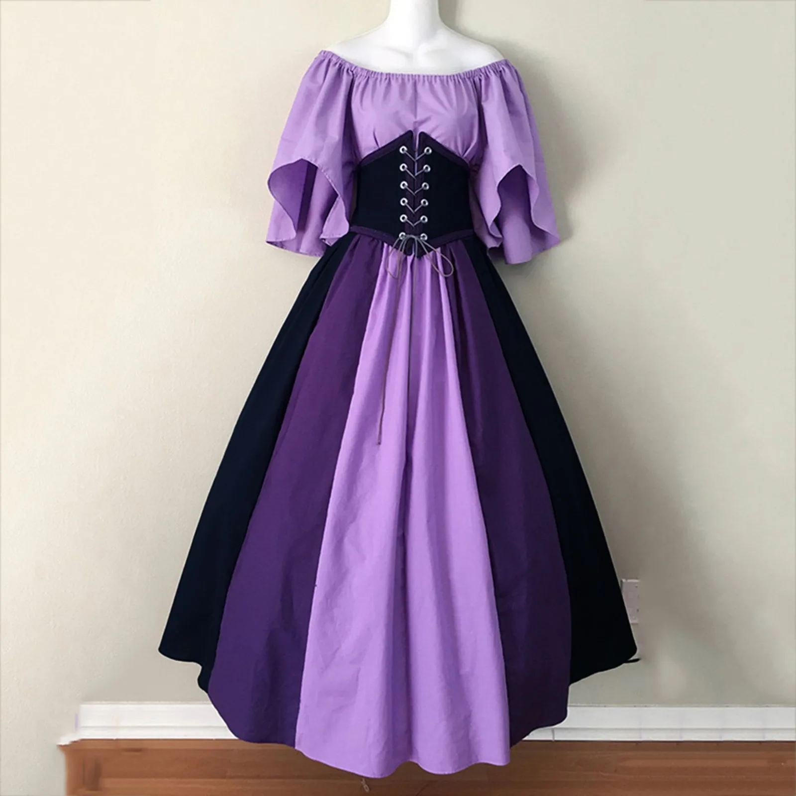 Women Fashion Women O Neck Short Sleeve Medieval Vintage Gothic Patchwork Dress Black Business Dress for Women
Women Fashion Women O Neck Short Sleeve Medieval Vintage Gothic Patchwork Dress Black Business Dress for Women