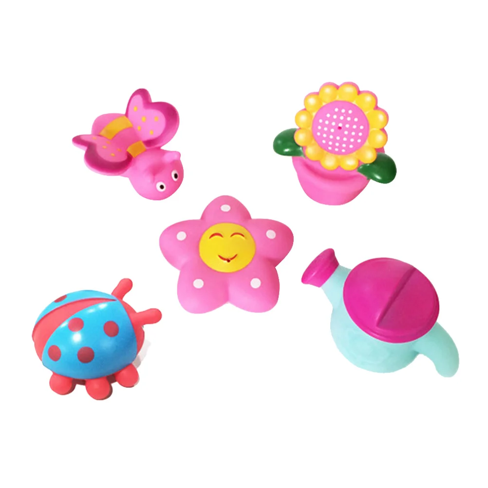

5 Pcs Bathtime Toys Childrens Toy Plastic Bath Toys Kids Playsets Cartoon Squeeze Sound Bath Toy