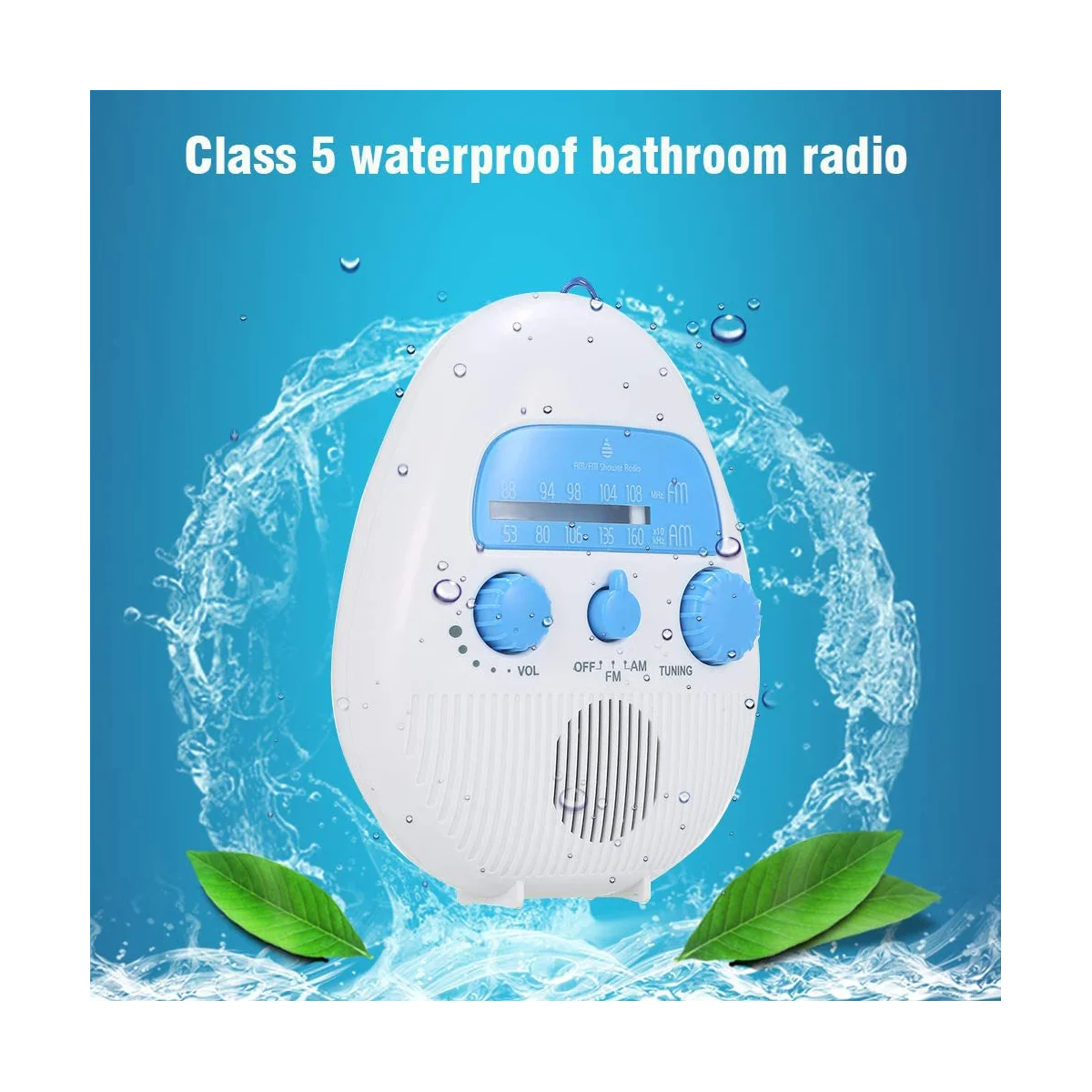 Shower Radio, Portable AM/FM Radio Waterproof Audio Speaker Bathroom Shower Radios for Home Bathroom Outdoor
Shower Radio, Portable AM/FM Radio Waterproof Audio Speaker Bathroom Shower Radios for Home Bathroom Outdoor