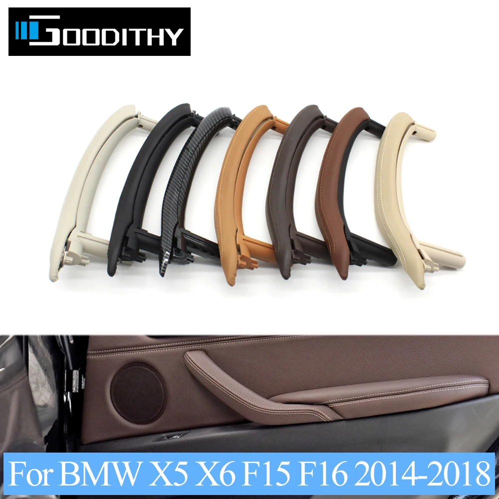 

Внутренняя Левая Правая ручка для пассажирской двери автомобиля с внешней кожаной крышкой, отделка, замена для BMW X5 X6 F15 F16 2014-2018