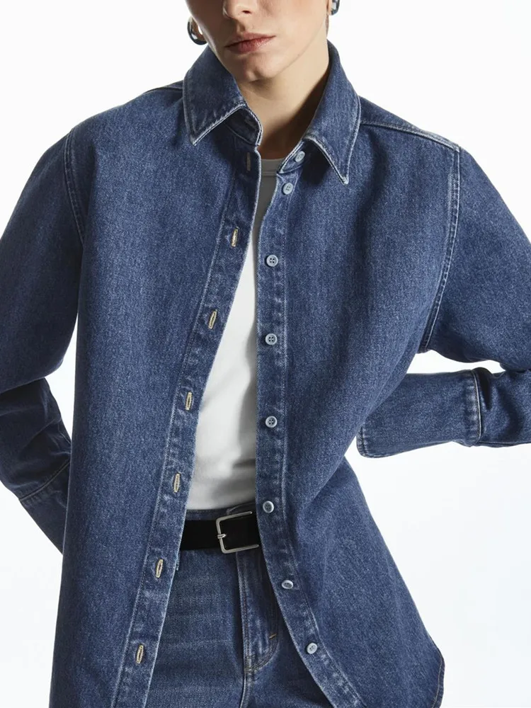 Women Vintage Cotton Long Sleeve Denim Blouse 2023 New Ladies Turn-Down Collar Single Breasted Irregular Hem Shirt
Women Vintage Cotton Long Sleeve Denim Blouse 2023 New Ladies Turn-Down Collar Single Breasted Irregular Hem Shirt