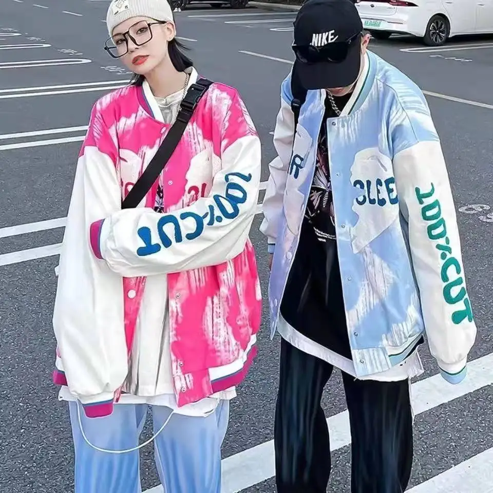 Tie-dye Love Baseball Uniform Men and Women Towel Embroidery Chic Hong Kong Style Korean Version Loose Jacket Jacket Ins Tide
Tie-dye Love Baseball Uniform Men and Women Towel Embroidery Chic Hong Kong Style Korean Version Loose Jacket Jacket Ins Tide