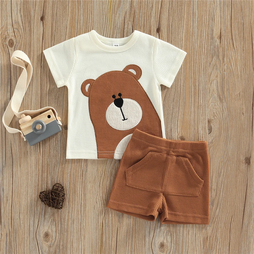 2022 Summer Cute Cartoon Bear 2 Pcs Clothes Sets Baby Boy Girl Toddler Short Sleeve Printed T-Shirt Top + Elastic Waist Shorts
2022 Summer Cute Cartoon Bear 2 Pcs Clothes Sets Baby Boy Girl Toddler Short Sleeve Printed T-Shirt Top + Elastic Waist Shorts