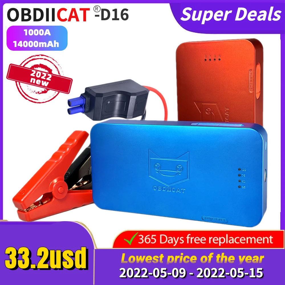 OBDIICAT-D16 D5 D8 A+ Car Jump Starter Auto Emergency For Starting Car Battery High Capacity Power Bank
OBDIICAT-D16 D5 D8 A+ Car Jump Starter Auto Emergency For Starting Car Battery High Capacity Power Bank