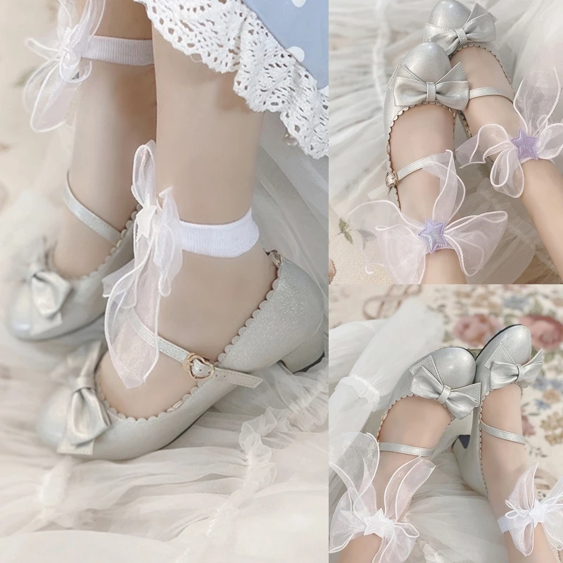 Women Girls Summer Thin Glass Fiber Crew Socks Japanese Style Lolita Sweet Shiny Star Big Ribbon Bowknot Princess Sheer Mid Tube
Women Girls Summer Thin Glass Fiber Crew Socks Japanese Style Lolita Sweet Shiny Star Big Ribbon Bowknot Princess Sheer Mid Tube
