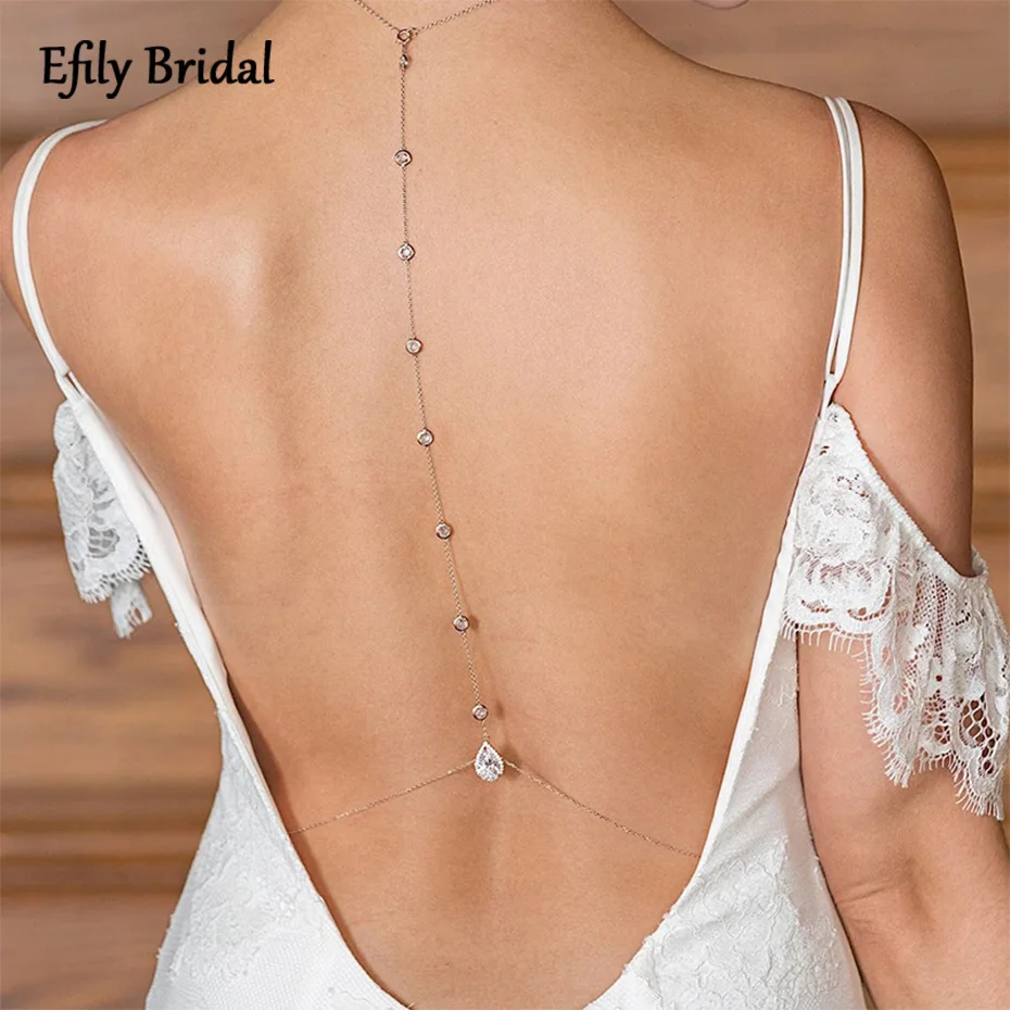 Efily Cubic Zirconia Wedding Backdrop Necklace Bridal Accessories Jewelry Party Prom Back Chain Long Crystal Backless Necklace
Efily Cubic Zirconia Wedding Backdrop Necklace Bridal Accessories Jewelry Party Prom Back Chain Long Crystal Backless Necklace