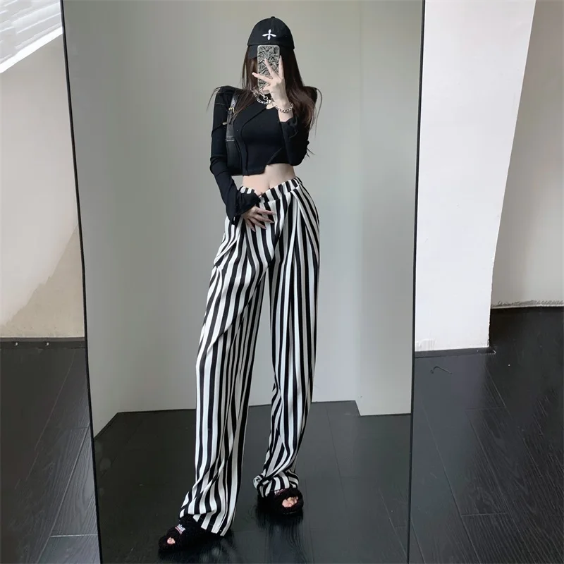 Vertical Stripe Casual Pants Elastic High Waist Striped Women Wide Leg Trousers 2022 Summer Loose Female Floor-Length Pants
Vertical Stripe Casual Pants Elastic High Waist Striped Women Wide Leg Trousers 2022 Summer Loose Female Floor-Length Pants