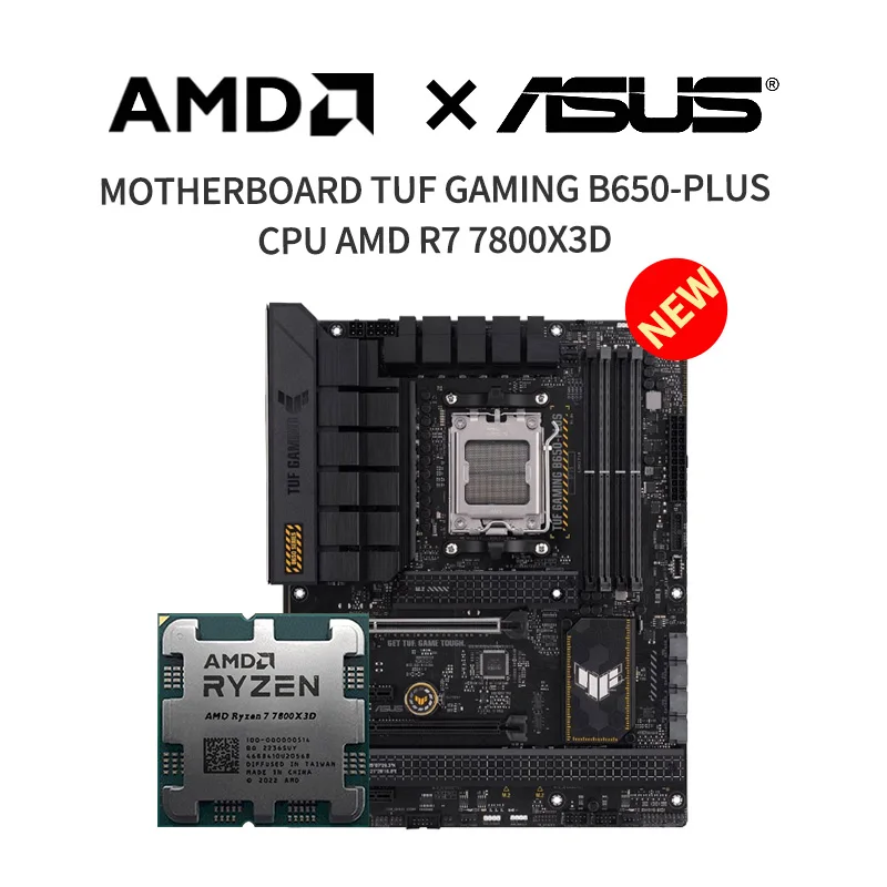 

New ASUS TUF GAMING B650-PLUS Motherboard + AMD R7 7800X3D CPU Suit Socket AM5 Without Fan