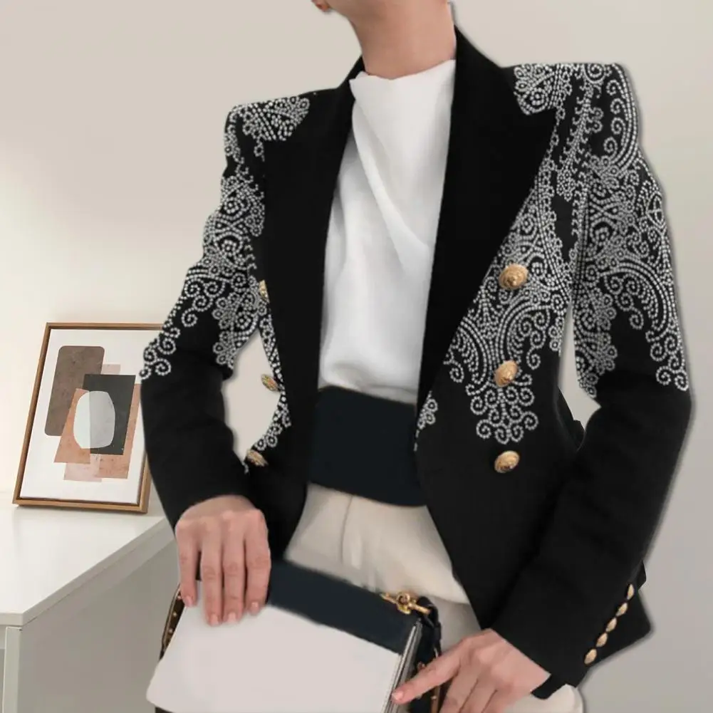 Stylish Women Coat Long Sleeves Buttons Autumn Blazer Turn-down Collar Autumn Blazer 
Stylish Women Coat Long Sleeves Buttons Autumn Blazer Turn-down Collar Autumn Blazer