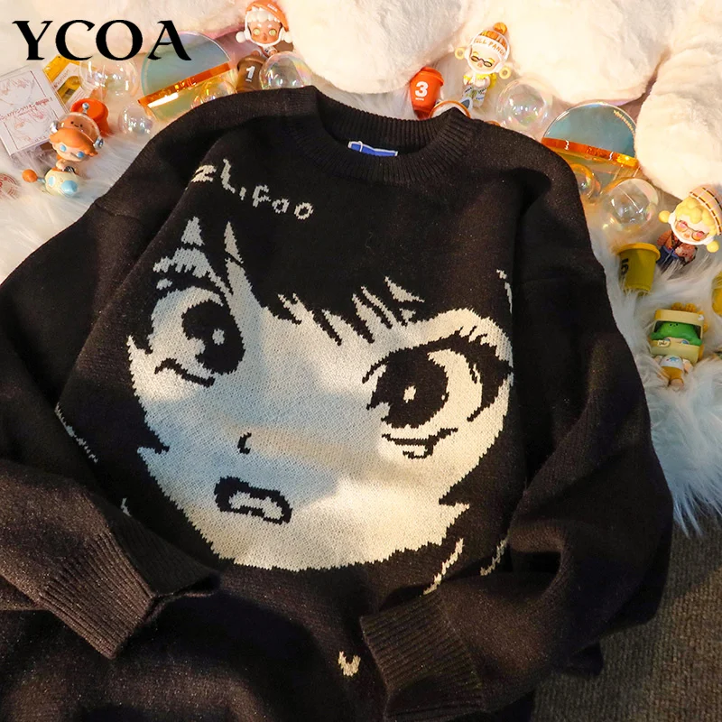 Woen's Sweater Juper Pullover Oversize Knitted Harajuku Long Sleeve Tops Streetwear Kawaii Cartoon Goth Winter Clothes
Woen's Sweater Juper Pullover Oversize Knitted Harajuku Long Sleeve Tops Streetwear Kawaii Cartoon Goth Winter Clothes