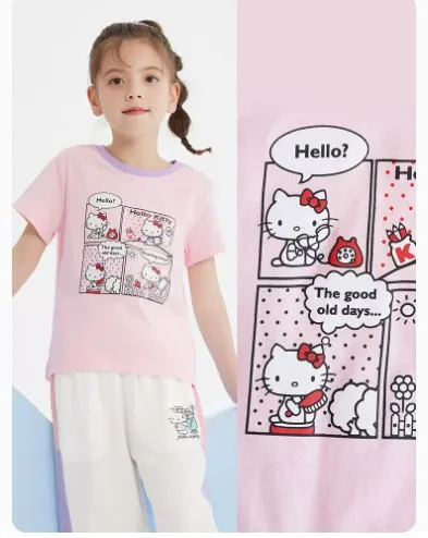 Kawaii Hellokitty Anime Children Clothing Summer Casual Girls Knitted Cartoon High Elastic Short Sleeved T Shirt Breathable Top
Kawaii Hellokitty Anime Children Clothing Summer Casual Girls Knitted Cartoon High Elastic Short Sleeved T Shirt Breathable Top