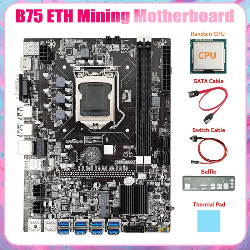 Материнская плата для майнинга B75 8USB ETH 8xusb + CPU + перегородка + кабель SATA + кабель переключателя + термальная подставка B75 USB материнская плата д...
Материнская плата для майнинга B75 8USB ETH 8xusb + CPU + перегородка + кабель SATA + кабель переключателя + термальная подставка B75 USB материнская плата д...