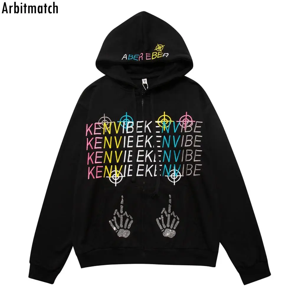 Fall Winter Zip Jacket Men's Embroidered Letters Diamonds Decorated Bones Hoodie Hip Hop Streetwear Cotton Oversized Men Hoodie
Fall Winter Zip Jacket Men's Embroidered Letters Diamonds Decorated Bones Hoodie Hip Hop Streetwear Cotton Oversized Men Hoodie