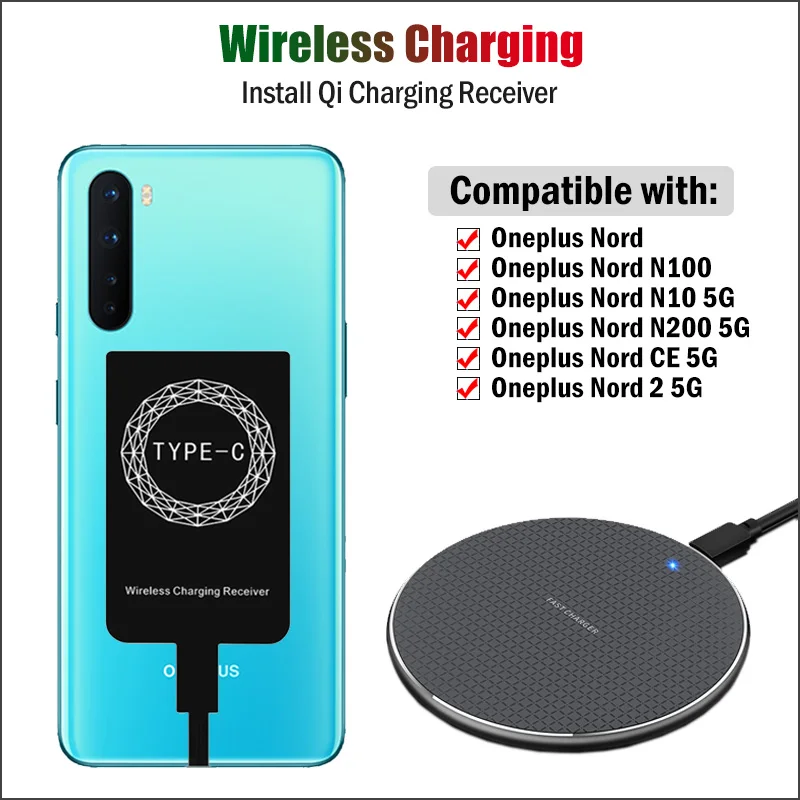 Qi Wireless Charging Receiver for Oneplus Nord N10 N100 N200 Nord CE 2 5G Wireless Charger+USB Type-C Charging Adapter Gift Case
Qi Wireless Charging Receiver for Oneplus Nord N10 N100 N200 Nord CE 2 5G Wireless Charger+USB Type-C Charging Adapter Gift Case