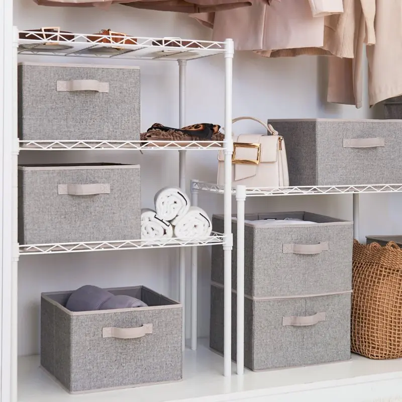 Large Gray 3-Pack Collapsible Fabric Storage Bins with Handle for Closet & Shelf, 12.4" x 11.6" x 8.1" — the Perfect Space-Sav
Large Gray 3-Pack Collapsible Fabric Storage Bins with Handle for Closet & Shelf, 12.4" x 11.6" x 8.1" — the Perfect Space-Sav