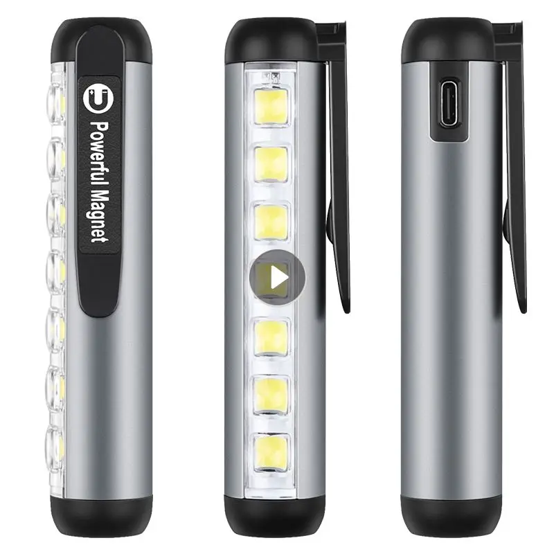 Mini LED Flashlight With Clip Magnet Work Light Lantern Portable Emergency Type-C Light USB Rechargeable Waterproof Torches
Mini LED Flashlight With Clip Magnet Work Light Lantern Portable Emergency Type-C Light USB Rechargeable Waterproof Torches