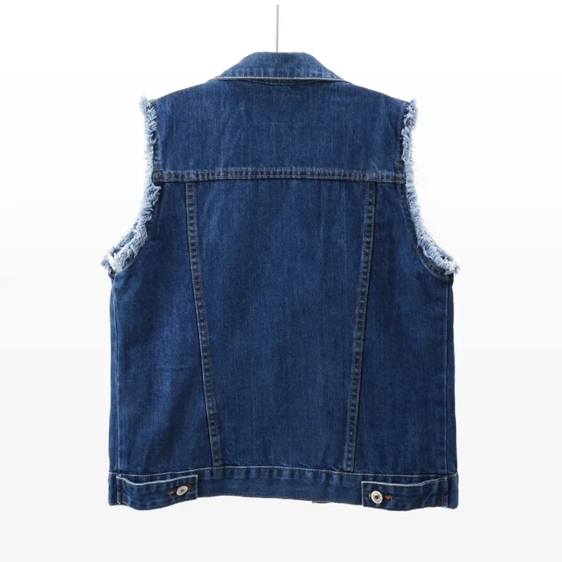 Summer Spring Vintage Dark Blue Denim Vest Women Casual Waistcoat Loose Short Burrs Sleeveless Jacket Pocket Jeans Vests Female
Summer Spring Vintage Dark Blue Denim Vest Women Casual Waistcoat Loose Short Burrs Sleeveless Jacket Pocket Jeans Vests Female