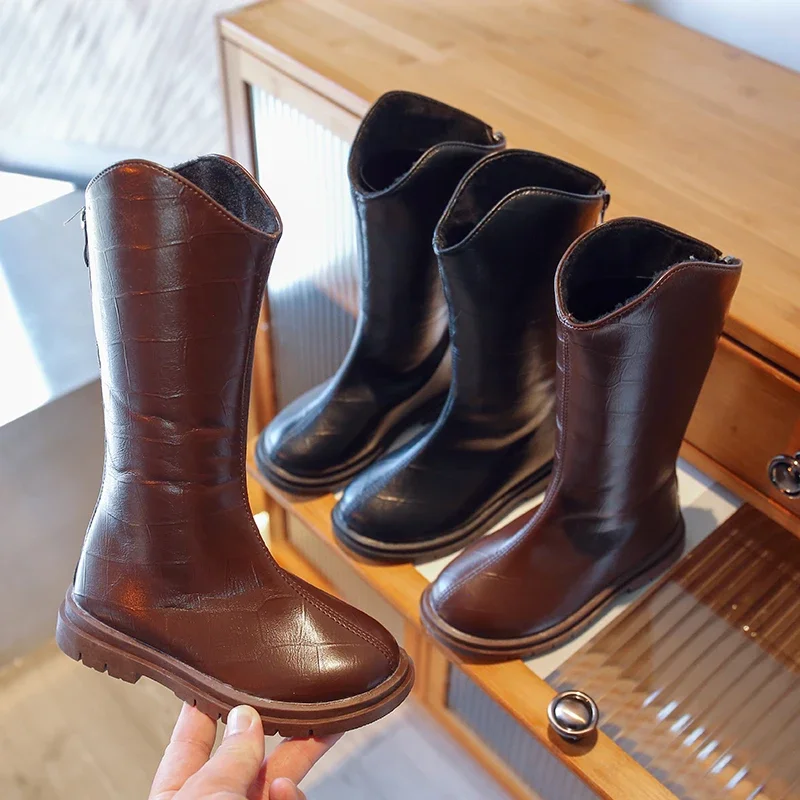Girl's Long Boots Mid-calf Brown Black Pu Leather Children Autumn Boot Concise Style 26-36 Fashion Anti-slip Comfy Kids Shoes
Girl's Long Boots Mid-calf Brown Black Pu Leather Children Autumn Boot Concise Style 26-36 Fashion Anti-slip Comfy Kids Shoes
