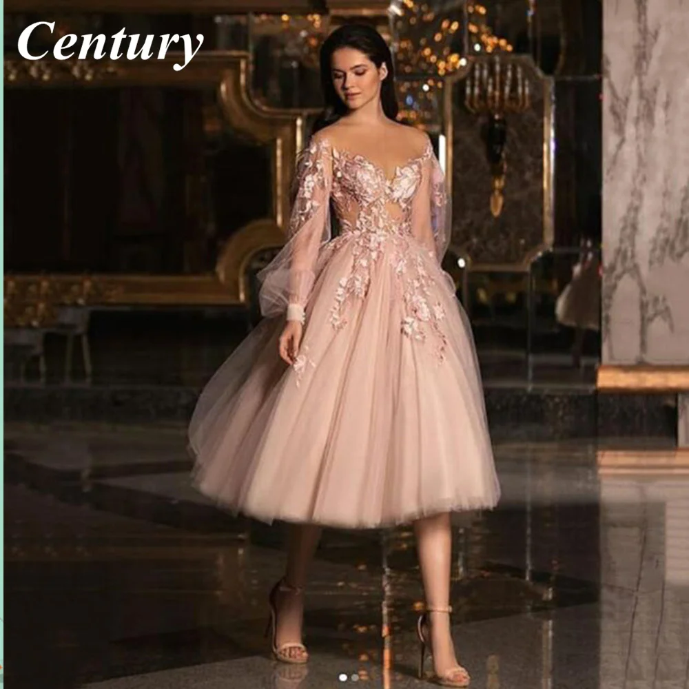 Tulle A Line Evening Dress Long Sleeves Prom Gown Appliques Formal Dress Tea Length Wedding Party Dresses Graduation Prom Dress
Tulle A Line Evening Dress Long Sleeves Prom Gown Appliques Formal Dress Tea Length Wedding Party Dresses Graduation Prom Dress