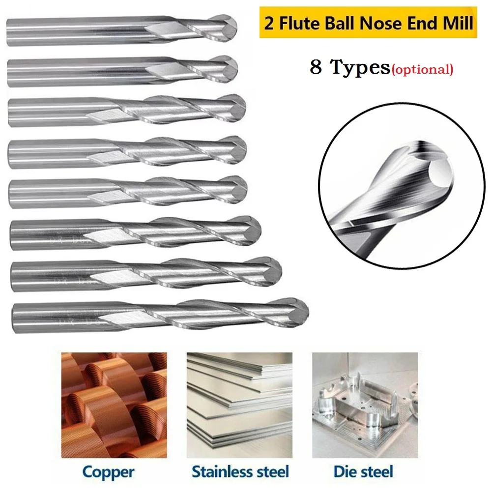 4mm Shank Double Edge Milling Cutter Solid Carbide Spiral 2 Flutes Ball Nose End Mill Cutter For PVC Density Board Engraving Bit
4mm Shank Double Edge Milling Cutter Solid Carbide Spiral 2 Flutes Ball Nose End Mill Cutter For PVC Density Board Engraving Bit