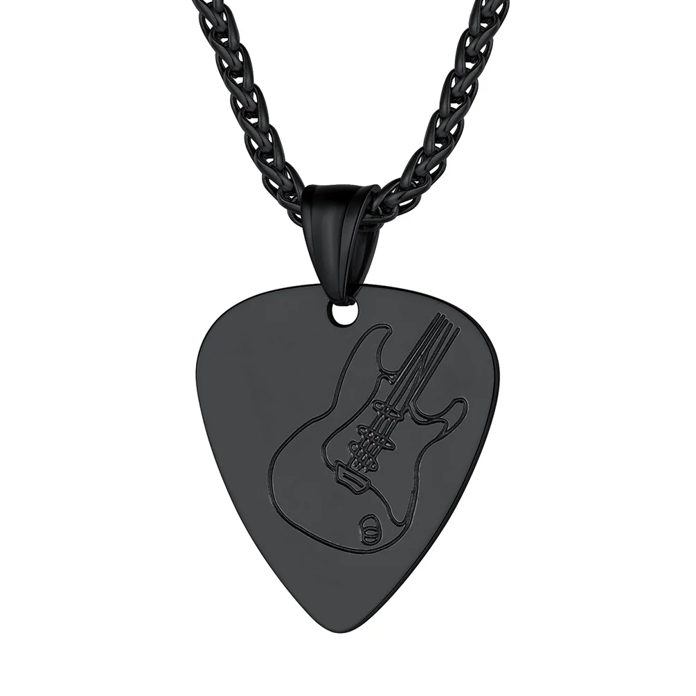 

ChainsPro Guitar Pick Necklace for Men Women 316L Stainless Steel Necklace in Silver/Gold/Black Tone Gift for Music Lover CP756