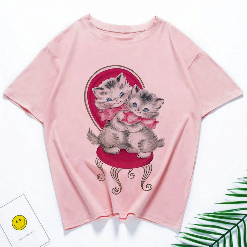 Two Cats Kawaii Graphic Print T-shirt Women Harajuku Aesthetic Pink Tops Tshirt Tee 2021 New Summer Fashion Y2k Female T Shirt
Two Cats Kawaii Graphic Print T-shirt Women Harajuku Aesthetic Pink Tops Tshirt Tee 2021 New Summer Fashion Y2k Female T Shirt