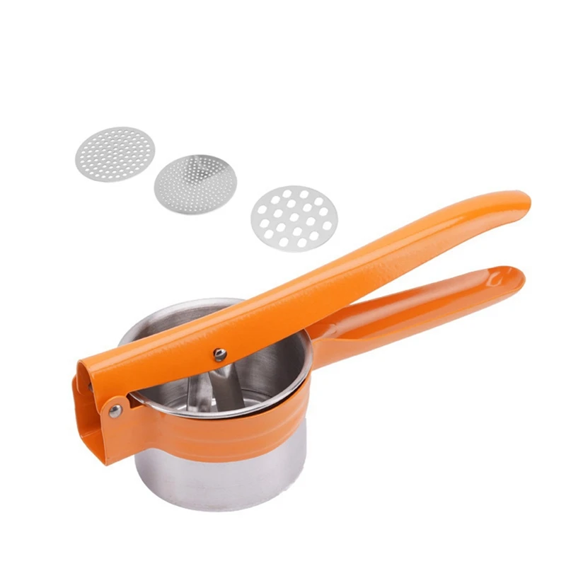 Stainless Steel Potato Ricer Masher with 3 Interchangeable Discs for Fine, Medium, and Coarse, Easy to Use for Potato
Stainless Steel Potato Ricer Masher with 3 Interchangeable Discs for Fine, Medium, and Coarse, Easy to Use for Potato