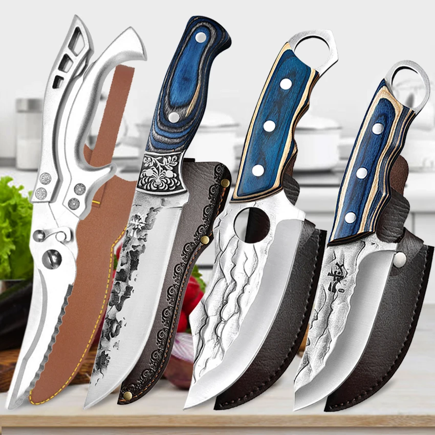 Boning Knife Hand Forged Carved Steel Head Butcher Knife Meat Cleaver Scissors Chef Fish Fruit Knives With Cover Outdoor Camping
Boning Knife Hand Forged Carved Steel Head Butcher Knife Meat Cleaver Scissors Chef Fish Fruit Knives With Cover Outdoor Camping