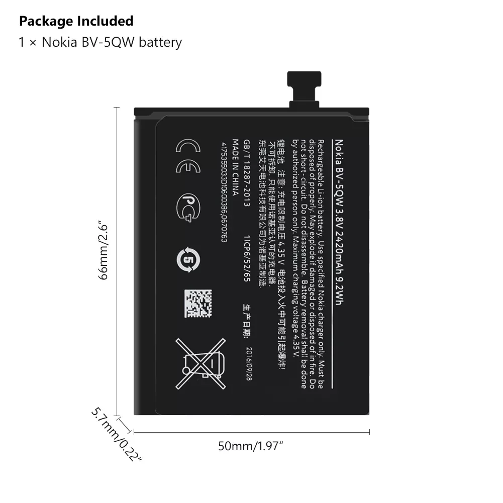 2023New New High Quality BV-5QW BV5QW Li-ion Phone Battery For Nokia lumia 929 929+ 930 RM927 2420mAh Replacement Batteries
2023New New High Quality BV-5QW BV5QW Li-ion Phone Battery For Nokia lumia 929 929+ 930 RM927 2420mAh Replacement Batteries