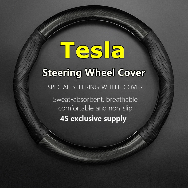 Fiber Leather For Tesla Steering Wheel Cover Genuine Leather Carbon Fiber Fit Model 3 S Y X Roadster 
Fiber Leather For Tesla Steering Wheel Cover Genuine Leather Carbon Fiber Fit Model 3 S Y X Roadster