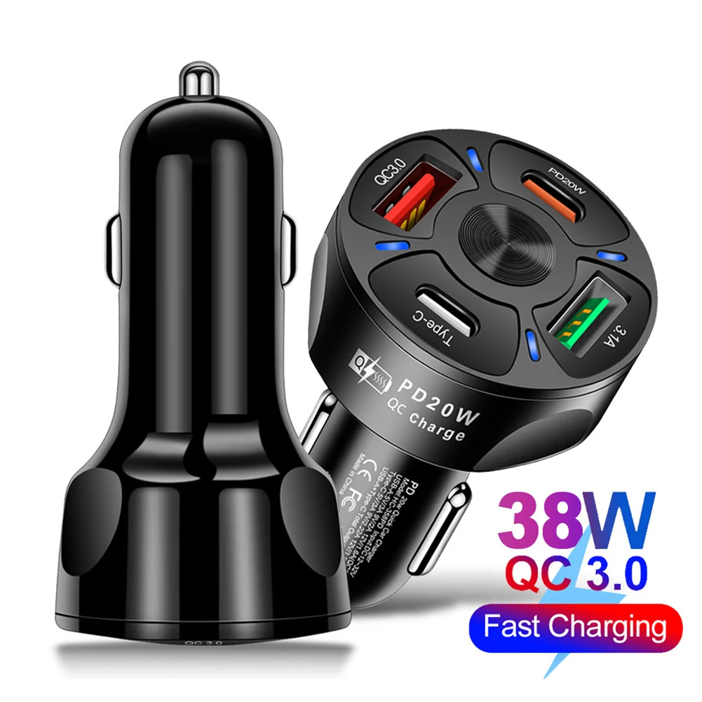 4-Port Car Charger PD USB Type-C Phone 20W Charger Fast Charging For IPhone13 Xiaomi IPad Laptops Tablet Smart Phones
4-Port Car Charger PD USB Type-C Phone 20W Charger Fast Charging For IPhone13 Xiaomi IPad Laptops Tablet Smart Phones