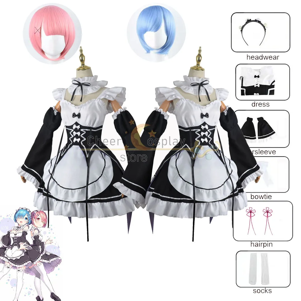 Ram Rem Cosplay Re:zero Kara Hajimeru Isekai Seikatsu Black Costume Girls Maid Outfit Women Apron Dress Halloween Costumes
Ram Rem Cosplay Re:zero Kara Hajimeru Isekai Seikatsu Black Costume Girls Maid Outfit Women Apron Dress Halloween Costumes