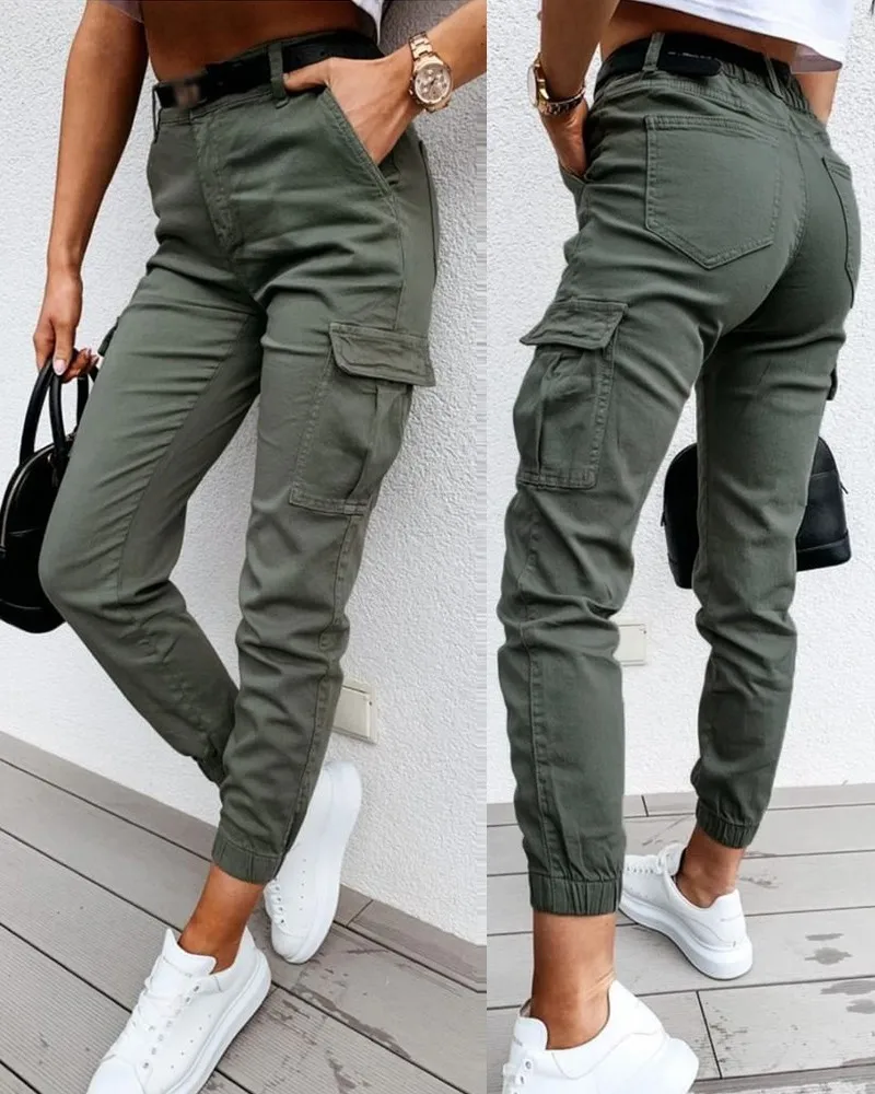 Women Long Pocket Design High Waist Tooling Casual Green Fashion Everyday Cool Solid Color Spring And Summer Pencil Pants
Women Long Pocket Design High Waist Tooling Casual Green Fashion Everyday Cool Solid Color Spring And Summer Pencil Pants