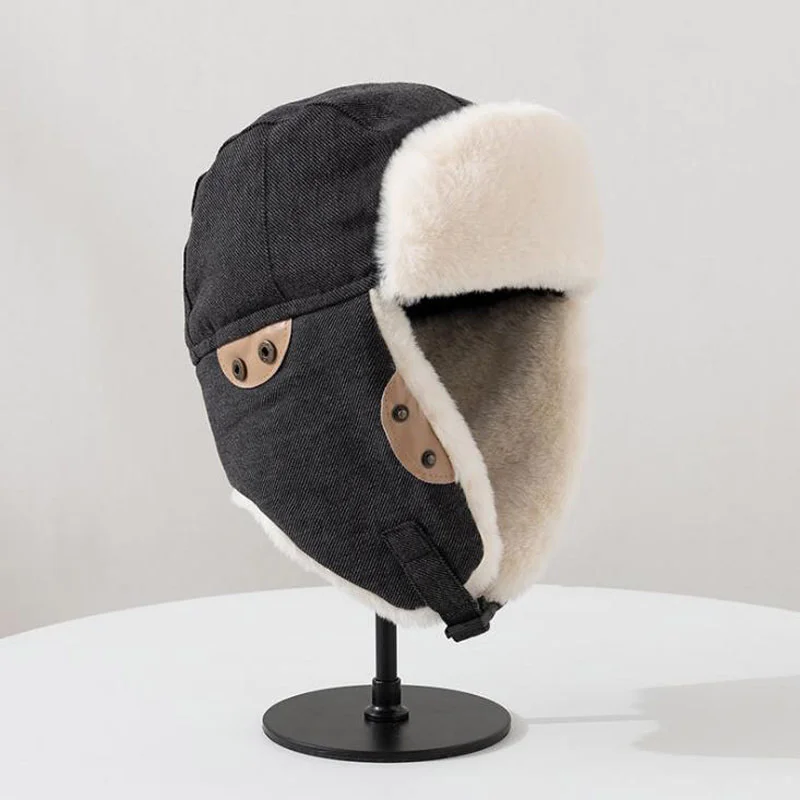 

Зимняя модная ветрозащитная шапка с защитой ушей для мужчин и женщин, женская шапка с ушками летающих пилотов, шапка-бомбер, облегающая шапка, шапки