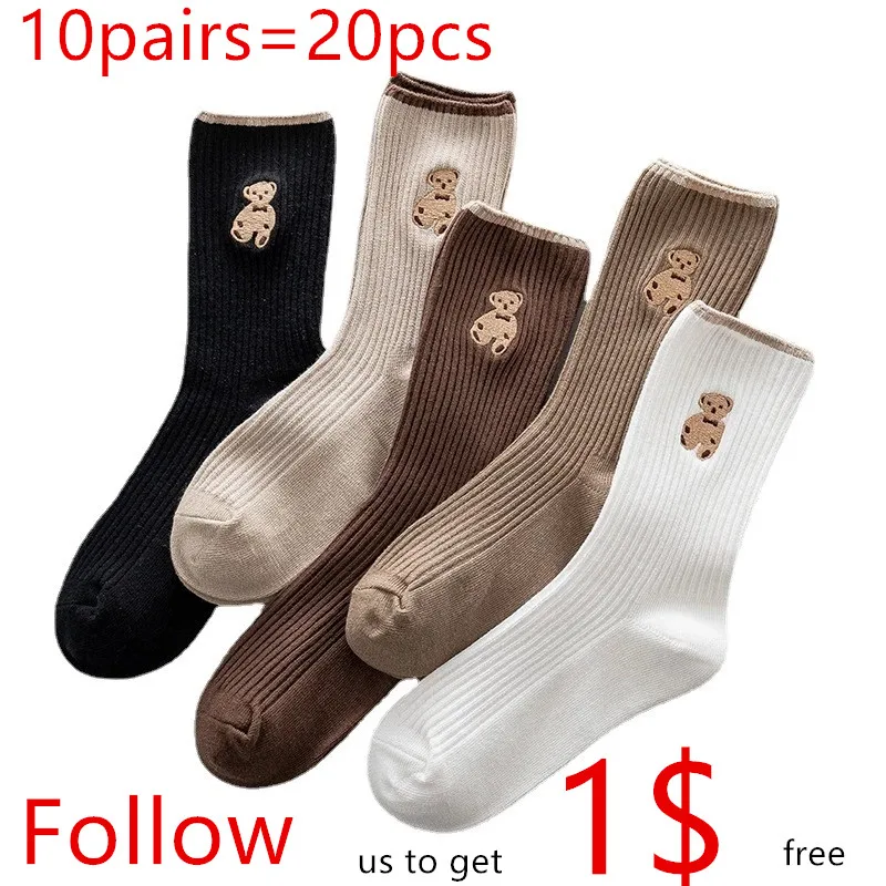 Носки женские теплые однотонные с мультяшным принтом, 10 пар 
Носки женские теплые однотонные с мультяшным принтом, 10 пар